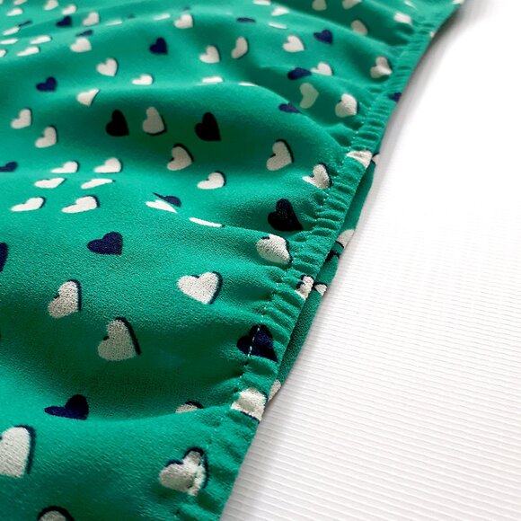 MAX STUDIO Puffy Sleeve Blouse with Bow Detail in Teal Green with Heart Print - Picture 8 of 15